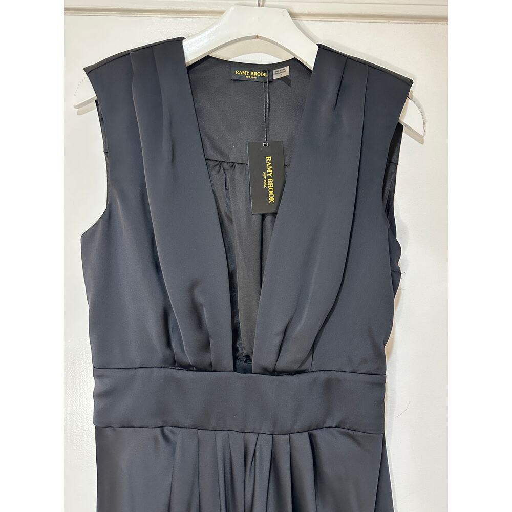 Ramy Brook Quinn Plunge-Neck Gown Dress Black Size 10 NWT Bold Front Slit - Picture 3 of 14